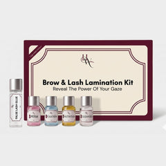 Brow & Lash Lamination Kit with bottles and branded box on a white background